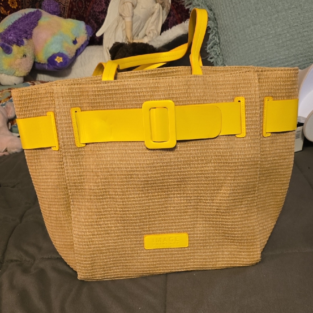Lacoste Yellow and Tan Tote Bag